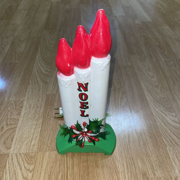 Vintage Empire Christmas Blow Mold Light Up NOEL Triple Candle 13” Working - Picture 2 of 8
